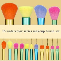 Health and Beauty Products Makeup Brush 15pcs Makeup Brushes Professional Powder Foundation Eyeshadow Make Up Brush Set Synthetic Hair Colourful 220226