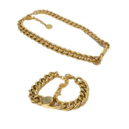 mens earring set Canada - Luxury Jewelry Sets Women Chokers Necklaces Collier Gold Cuban Chains Men With D Pendant Stainless Steel Bracelet Pulsera Earrings Set Fashion Ensembles De Bijoux