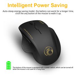 G6 2.4G Wireless Mouse Computer Mice for PC Laptop 6 Button Optical Ergonomic Mice with USB Receiver
