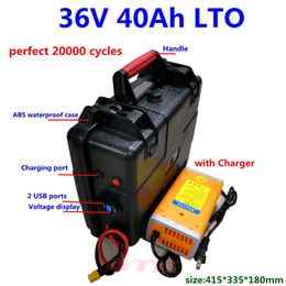 GTK 100% LTO 36V 40Ah Waterproof Lithium titanate battery pack 15S BMS for RV EV scooter solar energy Motorcycle+5A charger