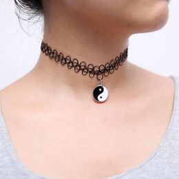 Pendant Necklaces Choker Necklace Tattoo Short Vintage Taiji Bagua Collar For Women Girls Neck Jewelry Accessories