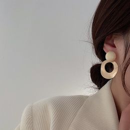 Retro irregular matte metal resin earrings female Korea simple temperament earrings Fashion Jewellery