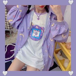 QNPQYX New Korean Style Women Shirts Kawaii Autumn Fashion JK Blouse Women Long Sleeve Cute Loose Button Up Shirt Oversized Tops