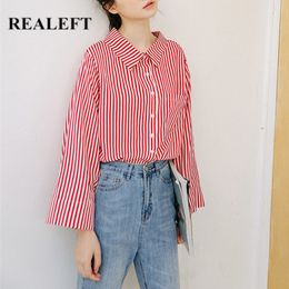 Spring One Pocket Striped Women's Shirt Female Button Blouse Tops Long Sleeve Korean Style Casual Loose Blouses 210428