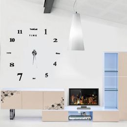 Timers Modern DIY Acrylic Large Wall Clock Kit 3D Mirror Surface Sticker For Home Office Room