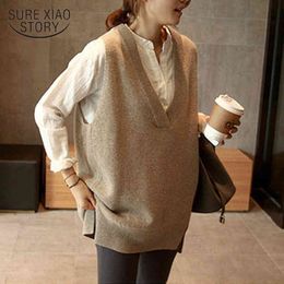 Arrivals V-Neck Pullover Women Knitted Oversize Sweater Vest Autumn Winter Sleeveless Warm Sweaters 12230 210415