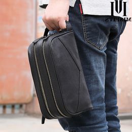 male wash bag NZ - MISFITS men cosmetic bag genuine leather fashion makeup bag travel toiletry case hand-held make up wash bags for male organizer