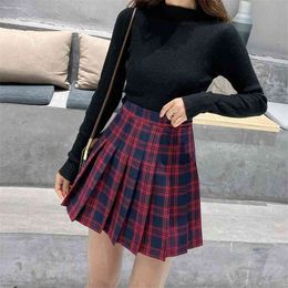 Women Skirt High Waist Plaid Mini Korean Style Pleated Skirt Students School Unniforms Dance Short A Line Skirt 210412