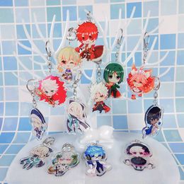 Fate Keychain Man Cartoon Acrylic Key Chain Women Anime Key Ring Pendants Cute Kids Key Holder Fashion Elegant Jewellery brelok