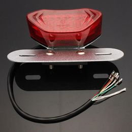 Motorcycle LED Tail Turn Signal Brake Licence Plate Light Red - Red