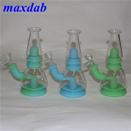 Glow in the dark silicone glass bong hookah smoking dab rigs oil burner Silicon Water Bongs Hookahs Pipes