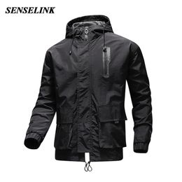Men Autumn Winter Plus Size 5Xl Jacket Hooded Windproof Loose Sports 100% Nylon Jacket Hong Kong Version Tooling Wind Jacket 210927