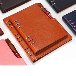 Notebook A5 B5 Leather Journal Annual Planner 2022 Spiral Agenda Personal Diary Binder Pocket Organizer For Stationery 210611