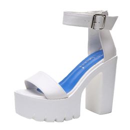 Zapatos De Mujer 2021 Women High Heels Platform Chunky Summer Shoes Lady White Sexy Pumps Casual Buckle Strap Zipper Sandals