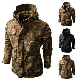 Fashionable Design Windproof Tactical Cargo Coat Multi-Pocket Camouflage Style Winter Men's Jacket 211126