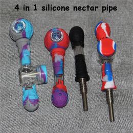 Silicone Spoon Hand Pipe Silicon Mini Water Pipes Dabble for Dry Herb ash cacther wax container