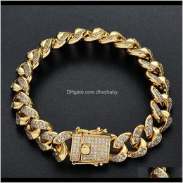 Link, Chain Drop Delivery 2021 Designer Bracelets Mens Hip Hop Jewellery Gold Bracelet Iced Out Cuban Link Chains Bangle Diamond Charm Rapper F