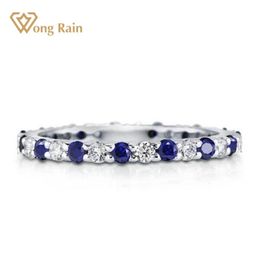 Wong Rain 925 Sterling Silver Sapphire Ruby Emerald Created Gemstone Wedding Engagement Romantic Rings Fine Jewellery 211217