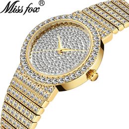Missfox top marca relógio exclusivo homens 7mm ultra fino 30m resistente à água gelado redondo caro 34mm pulso fino homem mulheres relógio 2102994