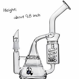 9.8 inch two-layer filter glass hookah 14mm joint water pipe recycler smoking bong dry herb perc pipes ash catcher