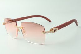 Direct sales medium diamond sunglasses 3524025 with original wooden temples designer glasses, size: 18-135 mm