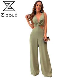 Women Jumpsuit V-neck Hollow Out Sleeveless Long Rompers Womens Plus Size Sexy Summer Party 210524