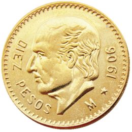 Mexico 10 Pesos 1905-1959 10pcs Date For Chose Craft Gold Plated copy coin home decoration accessories