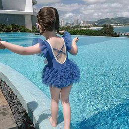 summer children's lace princess swimsuit girls kids swimwear for baby 210702