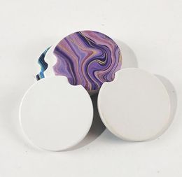Sublimation Blank Car Ceramics Coasters 6.6*6.6cm Hot Transfer Printing Coaster Blank Consumables Materials Cup Mat