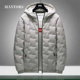 Winter Warm Men Jacket Coat Casual Stand Collar Puffer Thick Hat Parka Coats Male Hooded Down Jacket Waterproof Solid Color 210819