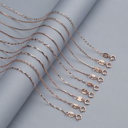 Doreen Box 925 Sterling Silver Rose gold Chain Necklace Female Silver Chains Jewelry Sweater Chain Clavicle Necklace
