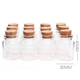 New 10Pcs/set 30*40MM 15ML Mini Glass Bottles ing Bottle Empty Sample Storage Bin Jars with Cork Stoppers - Transparent 210330