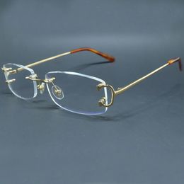 Wire c Eyeglasses Small Square Rimless Eye Glasses Frames Vintage Eyewear Spectacles Desinger Luxury Carter Clear Optical Fill Prescription1