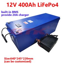 GTK Waterproof 12V 400Ah 380Ah LiFepo4 lithium battery pack for RV Caravan campers motorhome solar energy storage marine+20A charger