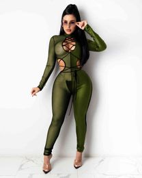 New Women patent pants leather splicing perspective mesh lace up tight Jumpsuit The listing Recommend Surprise price wholesale