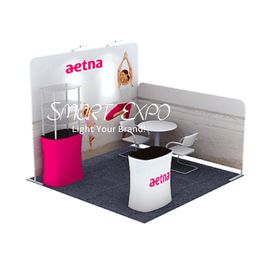 10x10 Trade Show Banner Stand Expo Event Kiosk Advertising Display with Frame Kits Custom Printed Graphics Carry Bag