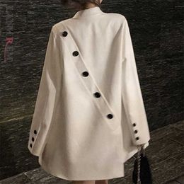 LANMREM Women Blazers Coat Korean Version Design Sense Lapel Loose Fit Jacket Fashion autumn winter 2P9520 211006