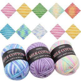 1PC 50g/pc Double Knitting Crochet Milk Soft Warm Baby Cotton Wool Yarn Hand Knitted Yarn DIY Craft Knit Sweater Scarf Hat Y211129