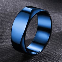 Cluster Rings Stainless Steel Wedding Band Ring For Men Women Polished Silver Color Couple Geometric Classic Lover Jewelry 8mm DKRM45