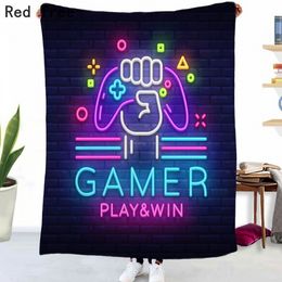 Colourful Gamer Printing Fleece Flannel Square Blanket Sofa Couch Bedding Bedspread Home Textile Decoration Men Women Couple Use