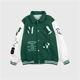 wild couple jacket ins autumn color matching embroidery baseball uniform 220105