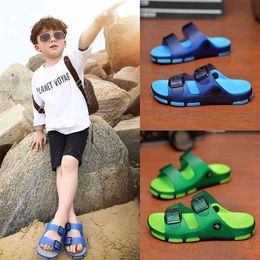 Summer Children's Slippers For Boys Girls Beach Shoes Sandals Kids Home Bathroom Non-slip Adjustable Upper 210712