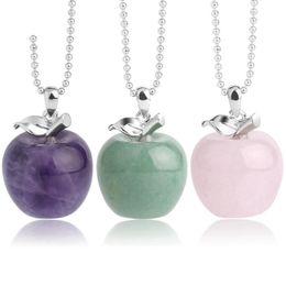 23*20*20mm Natural Crystal Apple Pendant with 50cm chains Summer Alloy Necklace Women's European And American Jewellery Accessories Wholesale