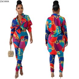 GL Winter Women's set tracksuit Full sleeve National Print Shirt Pencil top and Pants suit streetwear two piece set Sporty J1940 210714