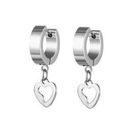 Titanium Steel Body Piercing Jewellery Dangle Heart Earring Hoops Korean Punk Hoop Earrings With Hearts Pendant