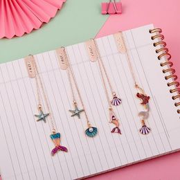 Bookmark 2pcs Cartoon Mermaid Bookmarks Book Mark For Children's Gifts Creative Clip Dress Up Pendant Stationery DIY Decor Page