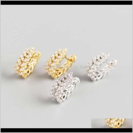 & Hie Jewelryreal 925 Sterling Vintage Style Leaves Earrings Sier Leaf Gold Fashion Hoop Zircon Fine Jewelry For Girls And Women 1 Drop Deliv