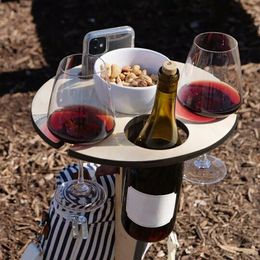 Outdoor Wine Table With Foldable Round Desktop Mini Wooden Picnic Easy To Carry Rack 5 Style Choose Support Wholesale Camp Furniture