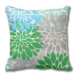 Modern Green Blue Grey Trendy Floral Pattern Throw Pillow Decorative Cushion Cover Case Customize Gift By Lvsure For Sofa Cushion/Decorative