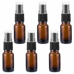 6pcs 10ml Empty Amber Glass Spray Bottle Mist Sprayer Container Perfume Atomizer for Essential Oil Aromatherapy Traval Dispenser